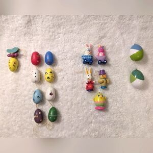 Set of 16 vintage wooden Easter tree decorations/ornaments